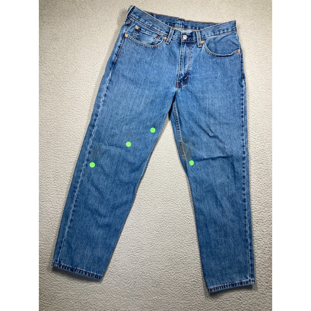 Levis 550 Jeans Mens 34x30* Blue Straight Medium Wash 100% Cotton Denim STAINS